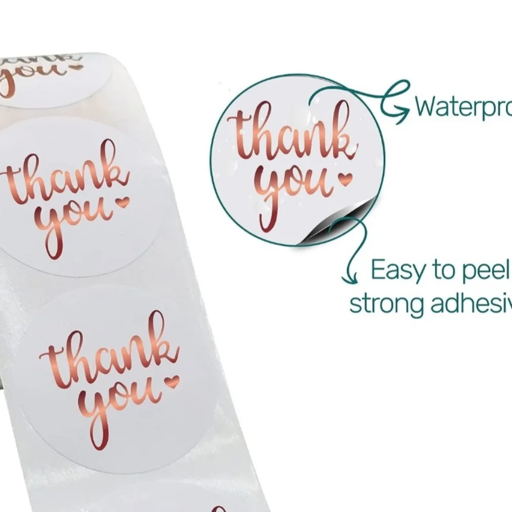 50 THANK YOU Stickers Rose Gold Foil Font 1.50